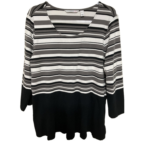 Isaac Mizrahi Striped Nautical Breton Top Size XL Preppy Coastal - Picture 1 of 6